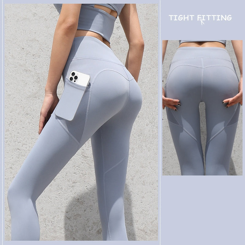 Seamless High-Waist Leggings with Pocket Gym