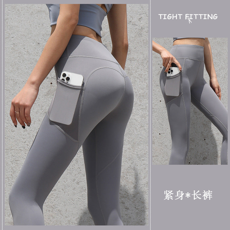 Seamless High-Waist Leggings with Pocket Gym