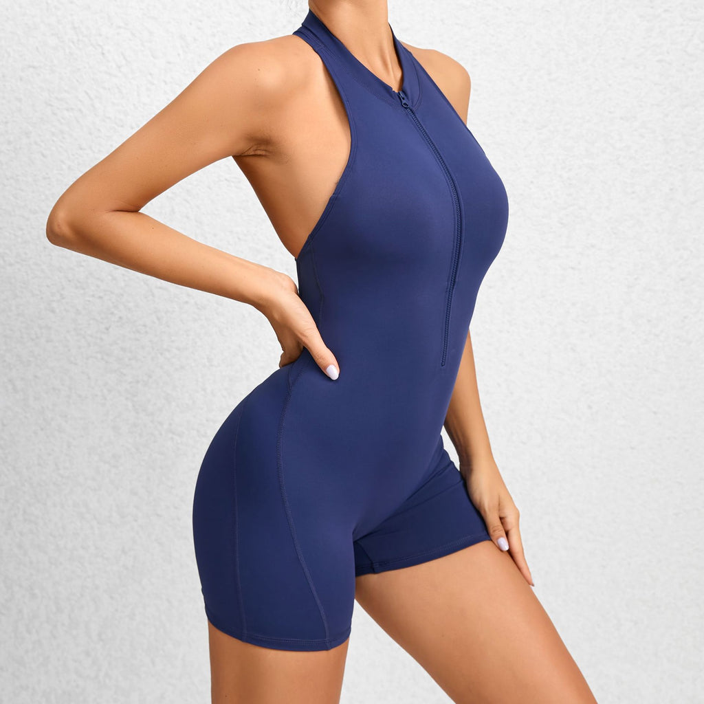 Zippered Yoga Fitness Jumpsuit Sleeveless Tummy Control Shapewear