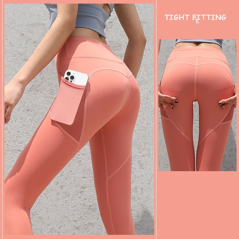Seamless High-Waist Leggings with Pocket Gym