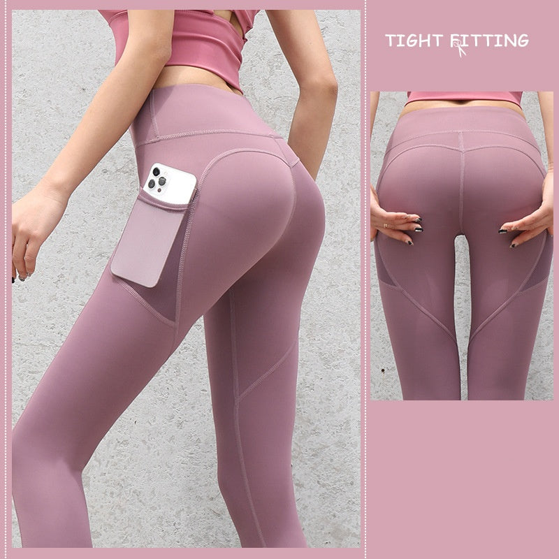 Seamless High-Waist Leggings with Pocket Gym
