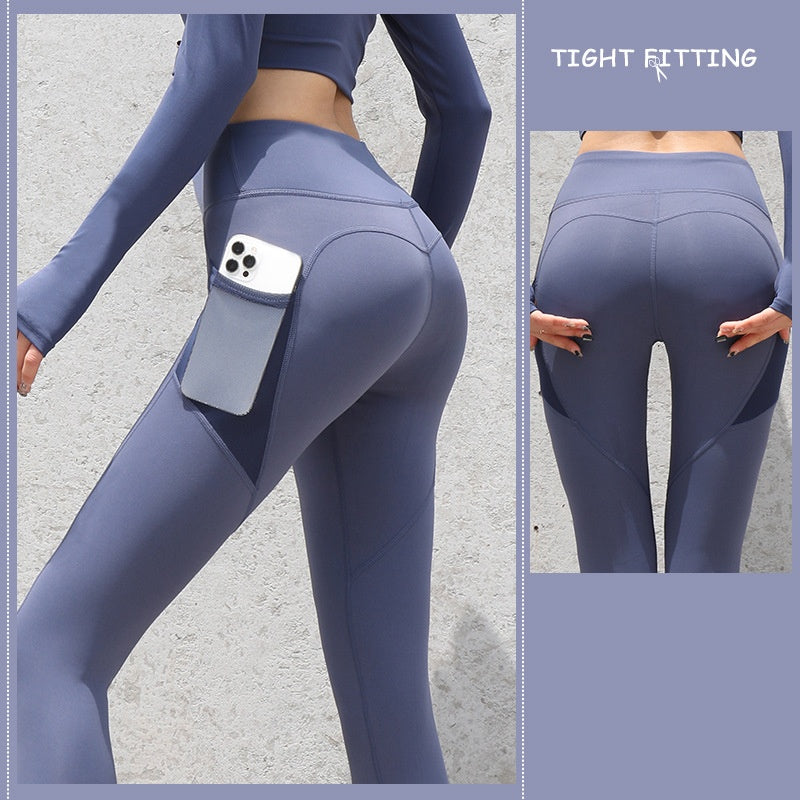 Seamless High-Waist Leggings with Pocket Gym