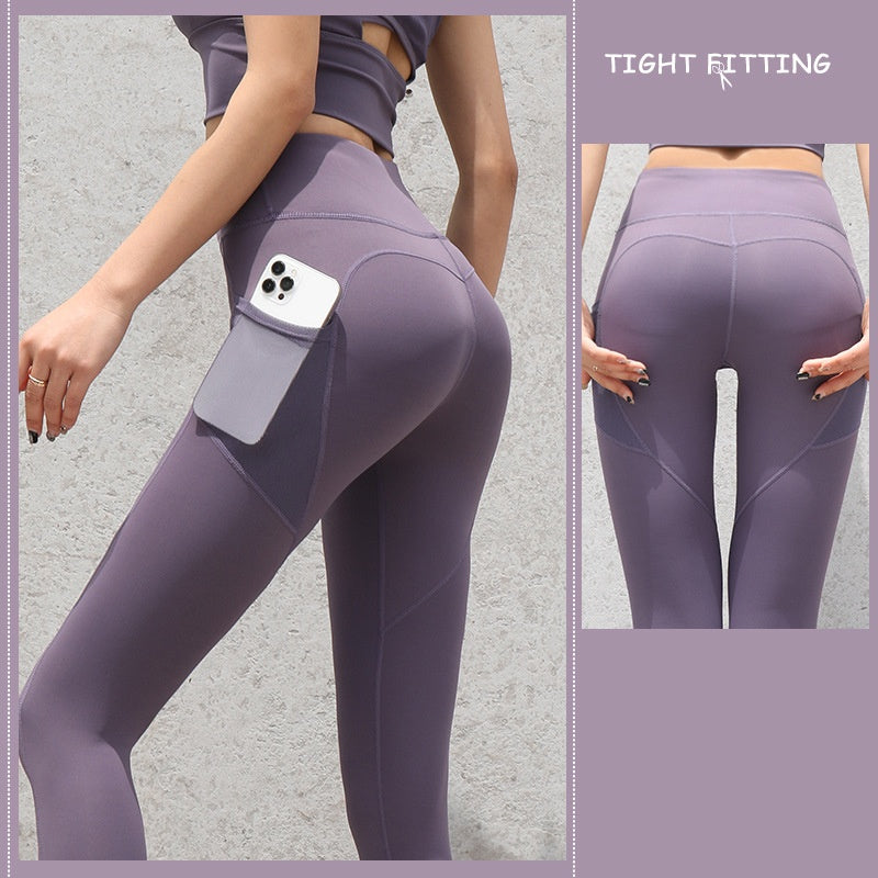 Seamless High-Waist Leggings with Pocket Gym