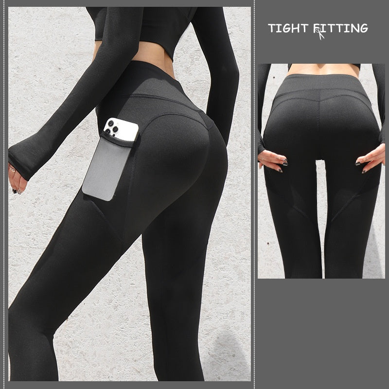 Seamless High-Waist Leggings with Pocket Gym